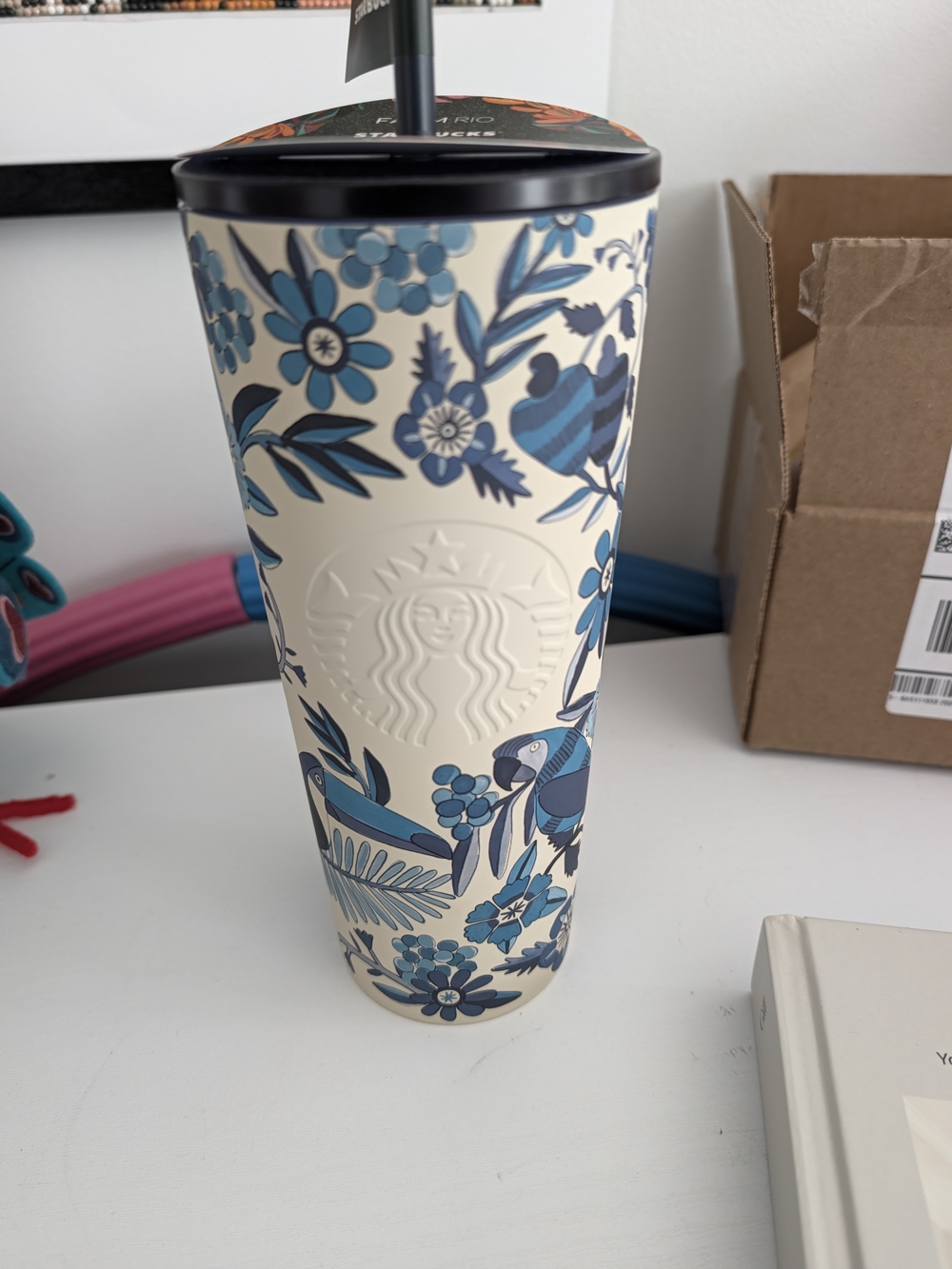 Starbucks x Farm Rio Blue Floral Ceramic Tumbler with Lid